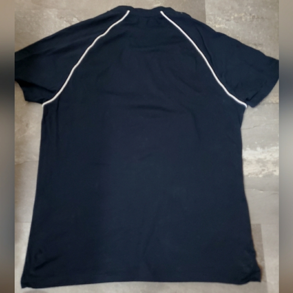 Reiss "Stratford Mercerised Crew Neck T-shirt With Piping" Navy Blue. White. S. - Picture 10 of 10